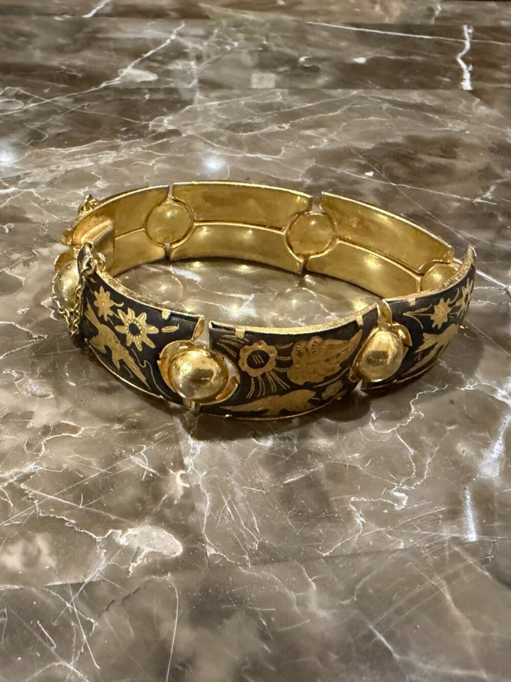 Vintage Damascene 6-panel bracelet (Preowned)
